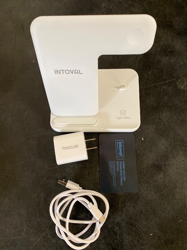 Photo 1 of Intoval Charging Station for Apple iPhone/iWatch/Airpods, 3 in 1 Wireless Charger for iPhone15/14/13(Pro, Pro Max) 12/11/XS/XR, iWatch9/8/Ultra/7/6/SE/5/4/3/2, Airpods Pro2/Pro1/3/2/1(Z5 White)
