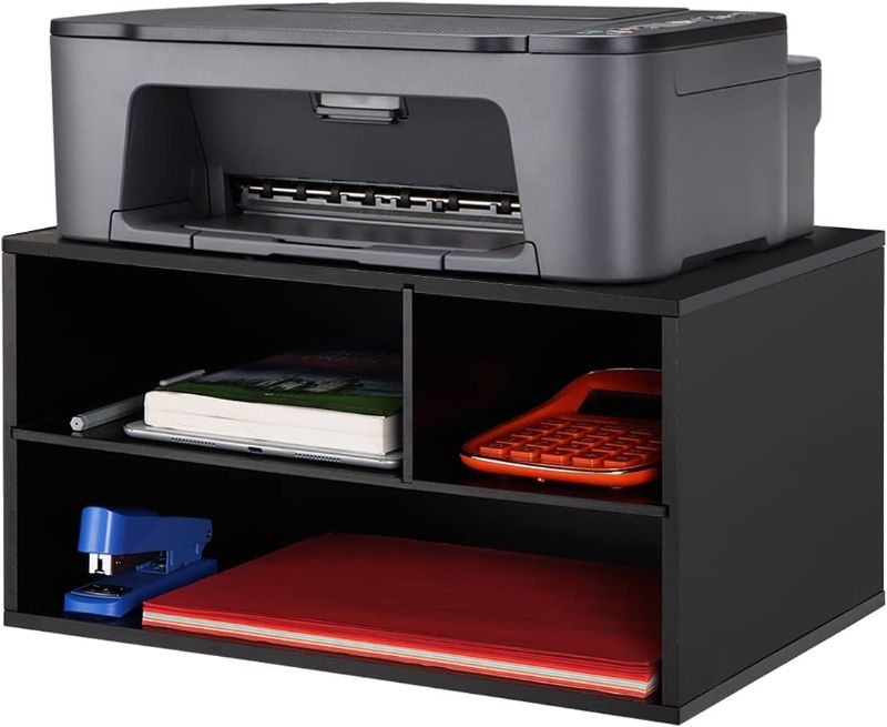Photo 1 of EMERIT Printer Stand Shelf with Storage Wood Desk Paper Organzier for Home/Office,Printer Riser, 2 Tire