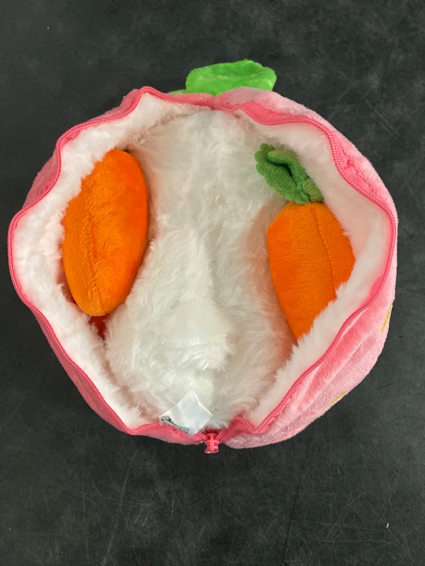 Photo 1 of Bunny Stuffed Animal Reversible Cuddle Bunny Stuffed,Strawberry Bunny Transformed Rabbit Plush Zipper,Carrot That Turns Into Ears Bunnies Plushies Toy Cute Stuffy Doll Easter Girlfriend Gift