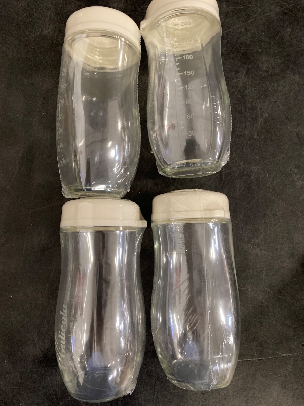 Photo 1 of Glass Breastmilk Storage Bottles, Wide Neck Breastmilk Collection Bottles, 5 oz, 4 Pack - White
