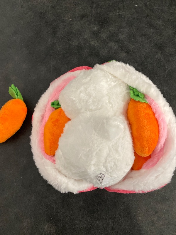 Photo 1 of MIAODAM Bunny Stuffed Animal Reversible Cuddle Bunny Stuffed,Strawberry Bunny Transformed Rabbit Plush Zipper,Carrot That Turns Into Ears Bunnies Plushies Toy Cute Stuffy Doll Easter Girlfriend Gift