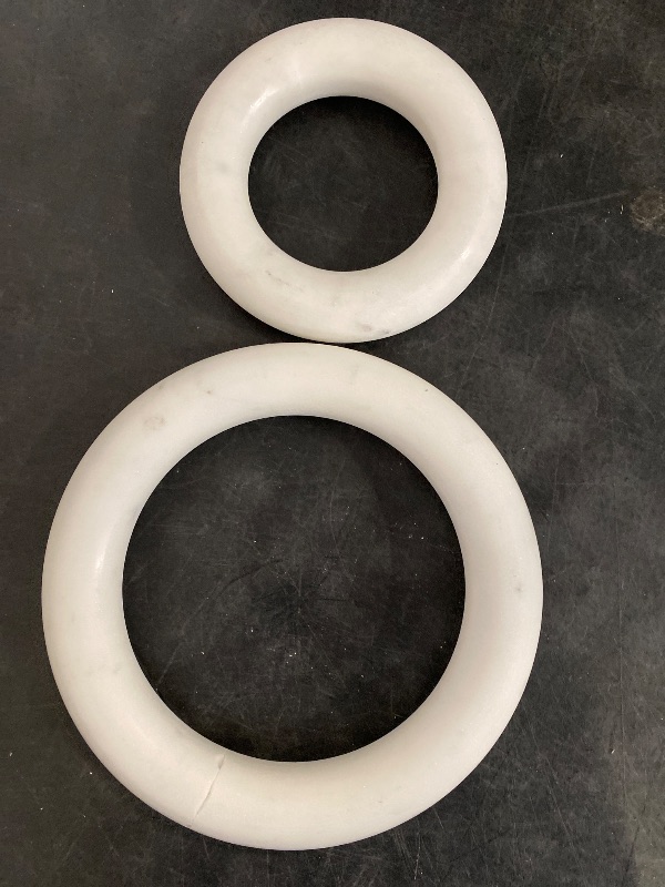 Photo 1 of Creative Co-Op Marble Trivets for Dining Table, Set of 2, 8" round, White