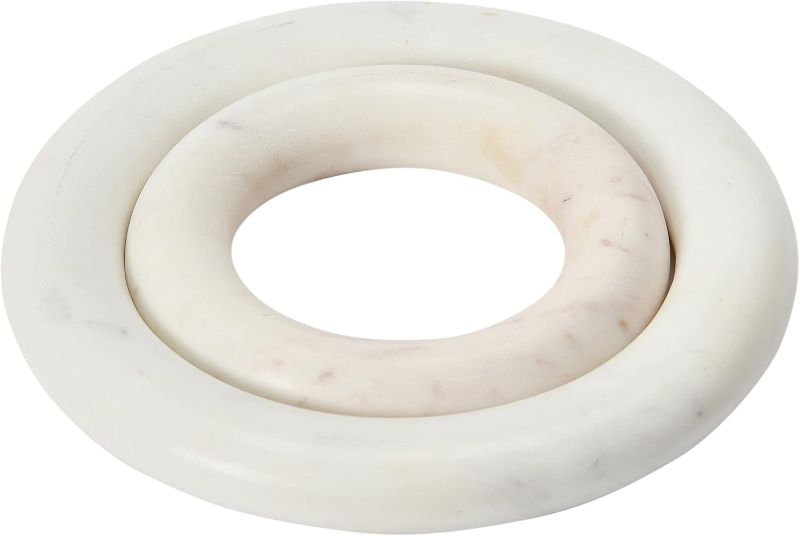 Photo 1 of Creative Co-Op Marble Trivets for Dining Table, Set of 2, 8" round, White