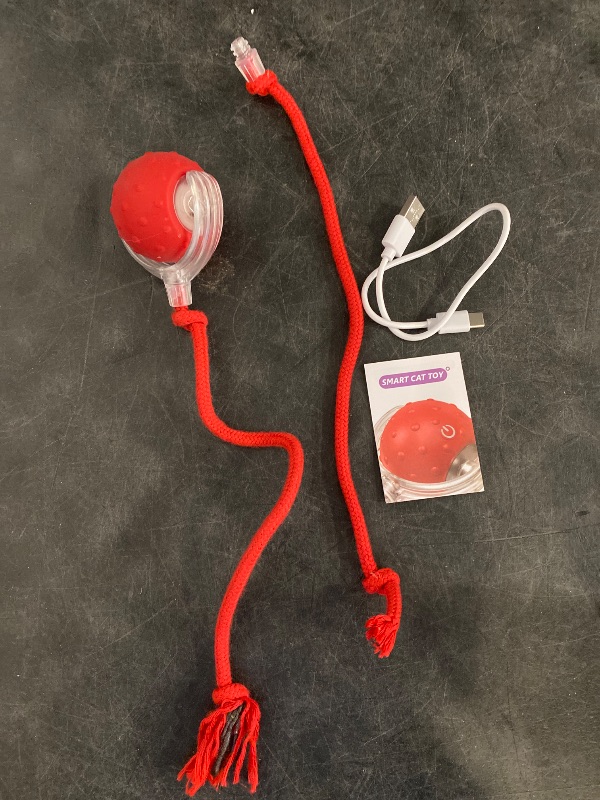 Photo 1 of Interactive Cat Toys Ball for Indoor Cats Fast Rolling on Carpet, Chirping & Motion Activate Cat Toys (Red)