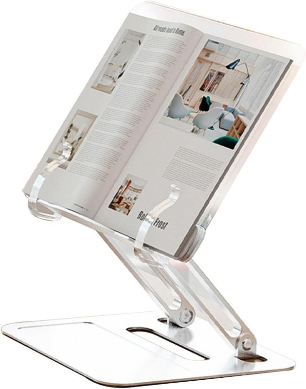 Photo 1 of Book Display Stand Adjustable Book Holder Stand For Reading, Cookbook Holder Tablet Laptop Desktop Book Stands, Aluminum Alloy Portable Book Stand For Reading Writing Textbooks Recipe Document