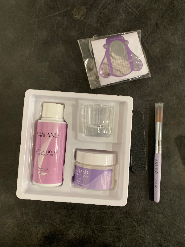 Photo 1 of SAVILAND Acrylic Nail Kit – 30g Clear Acrylic Powder & 60ml Acrylic Liquid Set with Nail Brush Nail Forms Tools Extension Nail Kit for Beginners with Everything for Home DIY Salon Nails Application