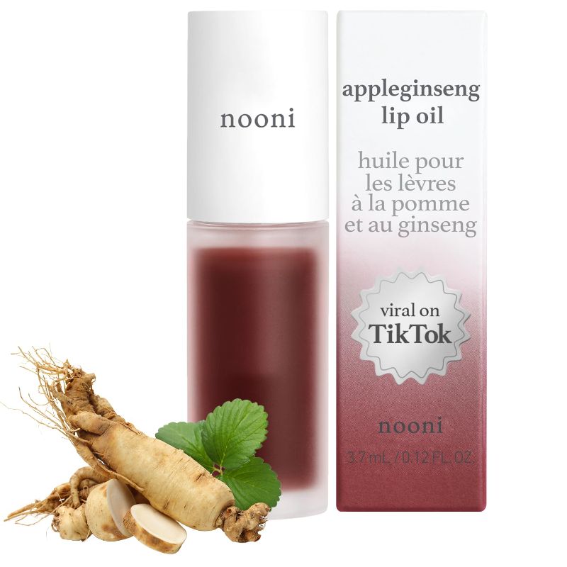 Photo 1 of NOONI Korean Vegan Lip Oil - Appleginseng | Lip Stain, Gift, Long-Lasting, Moisturizing, Plumping, Revitalizing for Dry Lips, Waterproof, No Peel Off, Mother's Day, 0.12 Fl Oz
