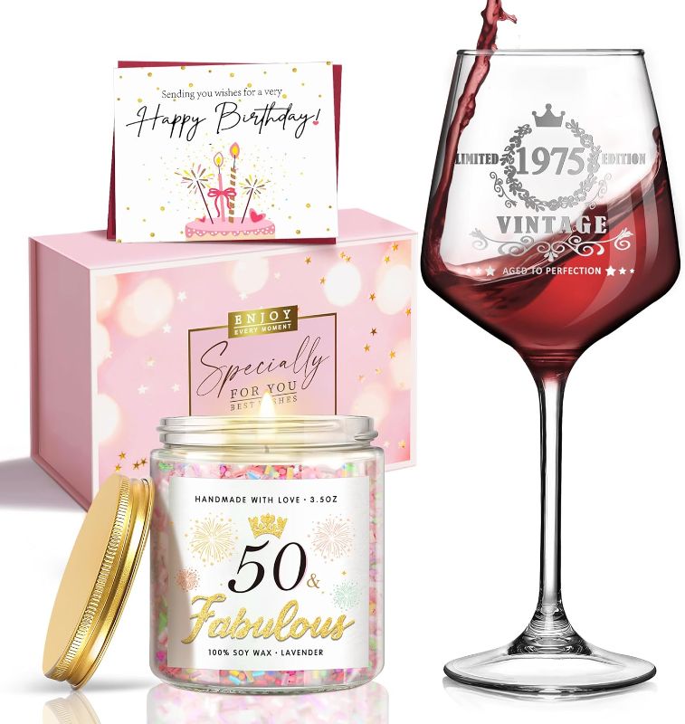Photo 1 of LUCOTIYA 50th Birthday Gifts for Women 50th Birthday Gifts for Her Vintage 1975 Gifts Idea For Women,Friends,Sister,Mom,Aunt