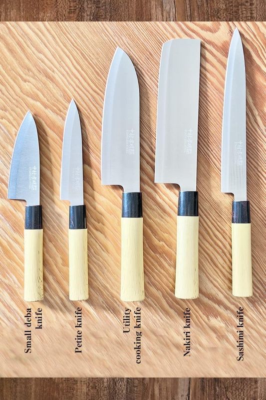 Photo 1 of Japanese Kitchen Knife Set of 5 (Wooden Box Case) Mr. Takaaki Nakamura