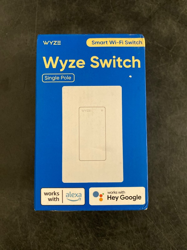 Photo 1 of Wyze Switch, 2.4 GHz WiFi Smart Light Switch, Single-Pole, Needs Neutral Wire, Compatible with Alexa, Google Assistant, and IFTTT, No Hub Required, 1-Pack, White