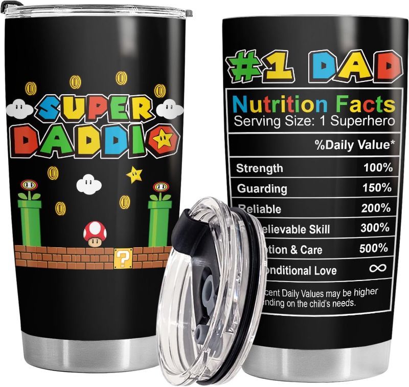 Photo 1 of 34HD Father Day Gifts, Daddio Tumbler with Lid 20 oz Stainless Steel, Dad Coffee Mug, Gamer Dad Present, Daddy Birthday Gifts from Daughter, Son, Wife