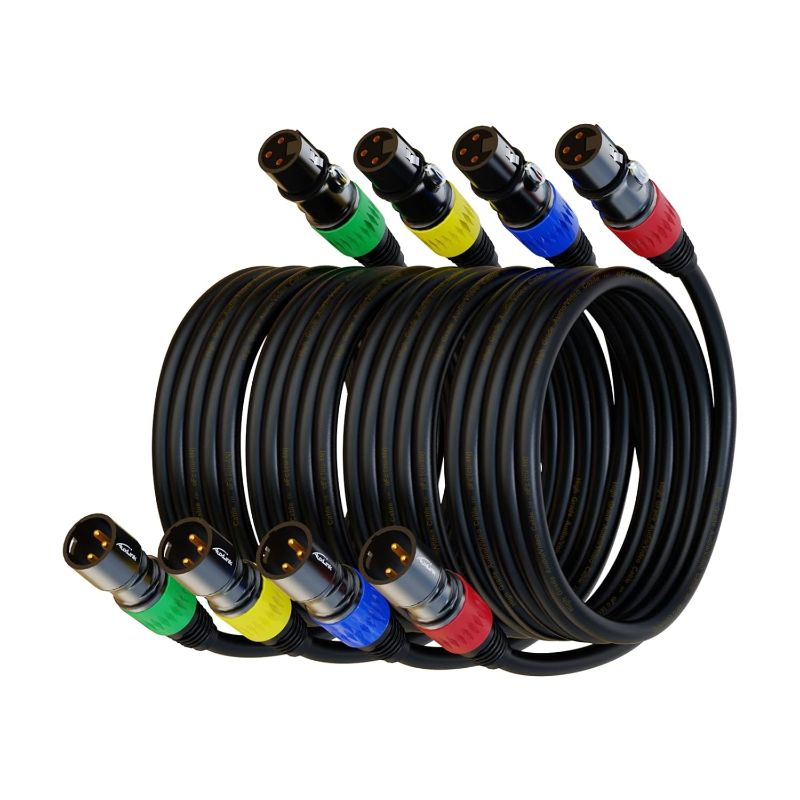 Photo 1 of XLR Cables, XLR Microphone Cable 10 ft 4 Pack, Gold-Plated 3-pin XLR Speaker Cable Male to Female Balanced Mic Cable