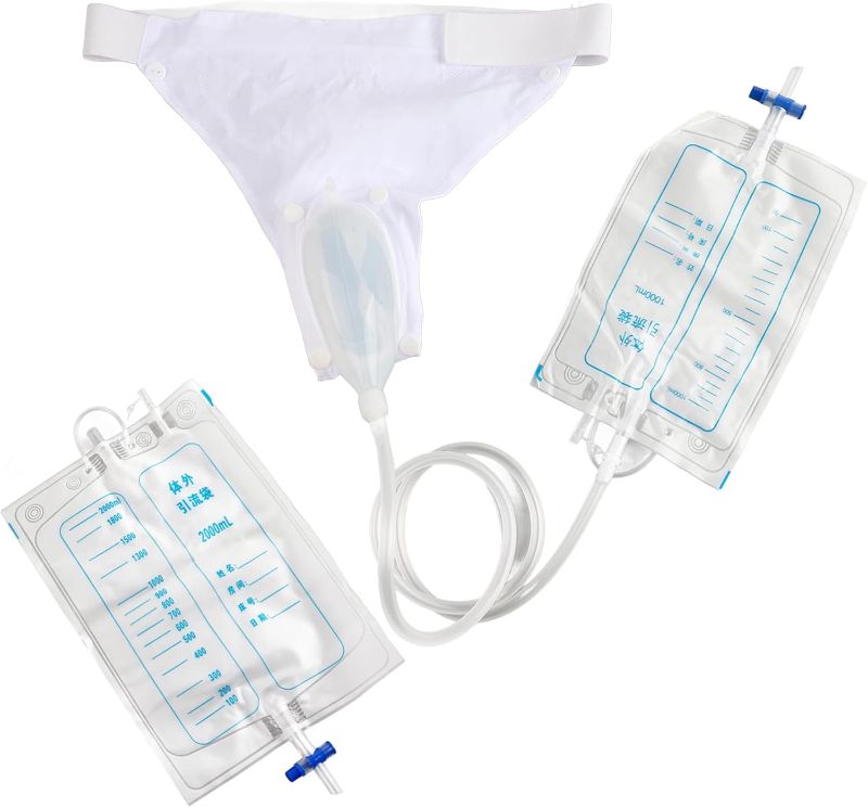 Photo 1 of Urine Collector for Elderly Men, Wearable Silicone Urine Collector Adjustable Tightness Urine Collector with 2 Urine Catheter Bags (Elderly Men)