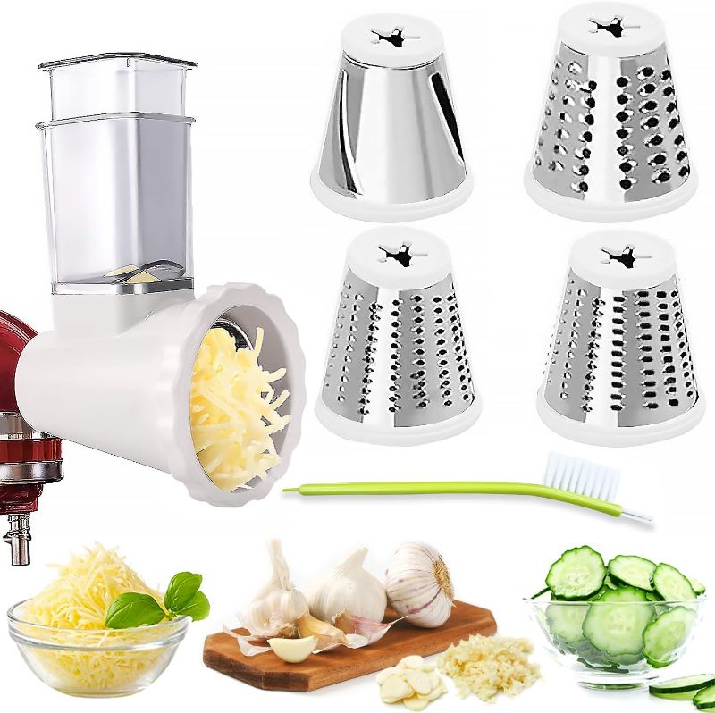 Photo 1 of Upgraded Version - Cheese Grater Slicer Shredder Attachments for KitchenAid Stand Mixers, Food Slicers Salad Maker Accessory Vegetable Chopper with 4 Blades Dishwasher Safe