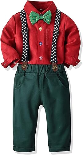 Photo 1 of 18-24 Months SALNIER Toddler Dress Suit Baby Boys Clothes Sets Bowtie Shirts Suspenders Pants 4pcs Gentleman Outfits Suits 6 Month 6 Years