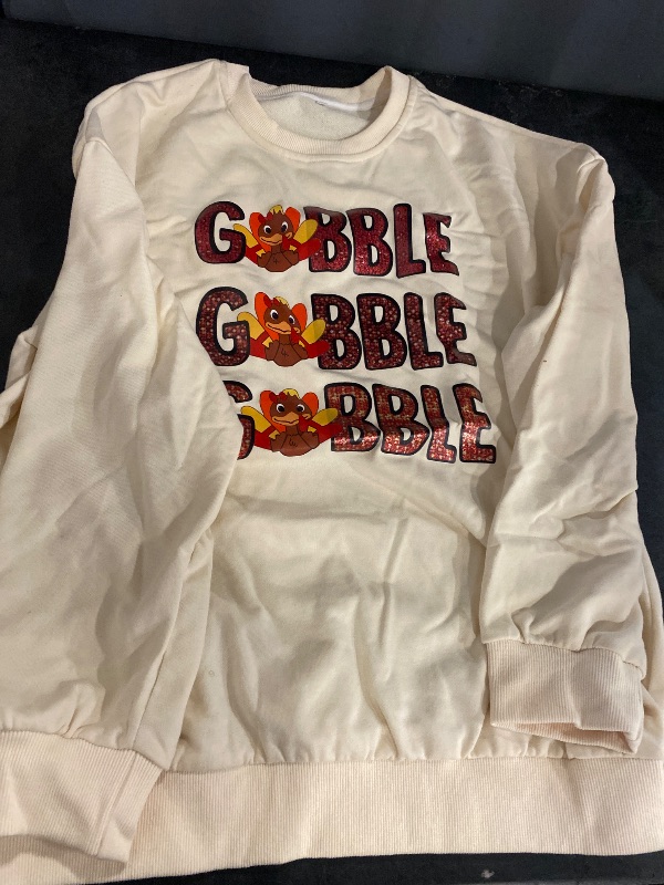 Photo 1 of (L) Thanksgiving Gobble Sweatshirts Women: Turkey Gobble Oversized Pullover Family Thanksgiving Shirts Turkey Day Tops
