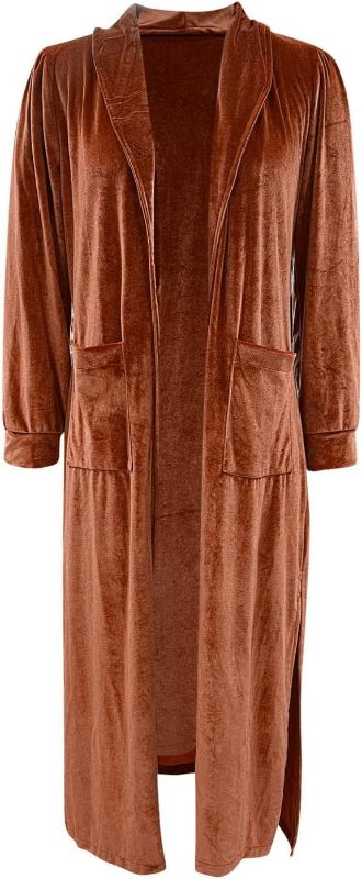 Photo 1 of (L) Women Long Cardigan Women Fashion Casual Coat Velvet Loose Elastic Coat Long Light Black Cardigan for Women