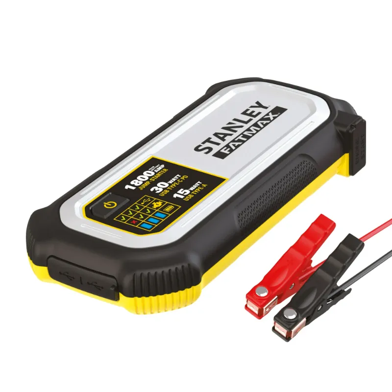 Photo 1 of Stanley FatMax 1800A Lithium Jump Starter with 30W USB-C-PD In/Out and 15W USB-A Out, Includes Clamps