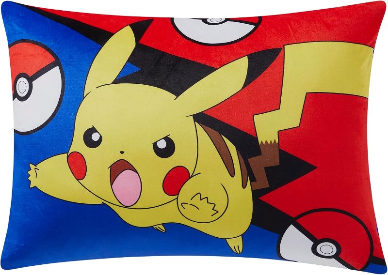 Photo 1 of NORTHWEST Kids Reversible Bed Pillow (w/Removeable Shell), Completele Bed Pillow with Cloud Like Filling & Removable Cover, 20 in x 30 in, Pikachu