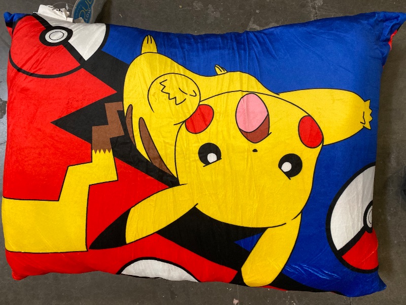 Photo 1 of NORTHWEST Kids Reversible Bed Pillow (w/Removeable Shell), Completele Bed Pillow with Cloud Like Filling & Removable Cover, 20 in x 30 in, Pikachu