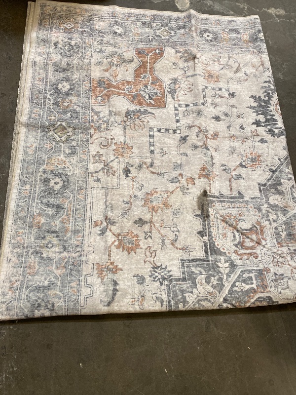 Photo 1 of GENIMO 8x10 Area Rugs for Living Room, Machine Washable Non Slip Vintage Rugs, Low Pile Lightweight Chenille Print Rug for Bedroom, Dining Room, Home Office, Light Taupe Brown
