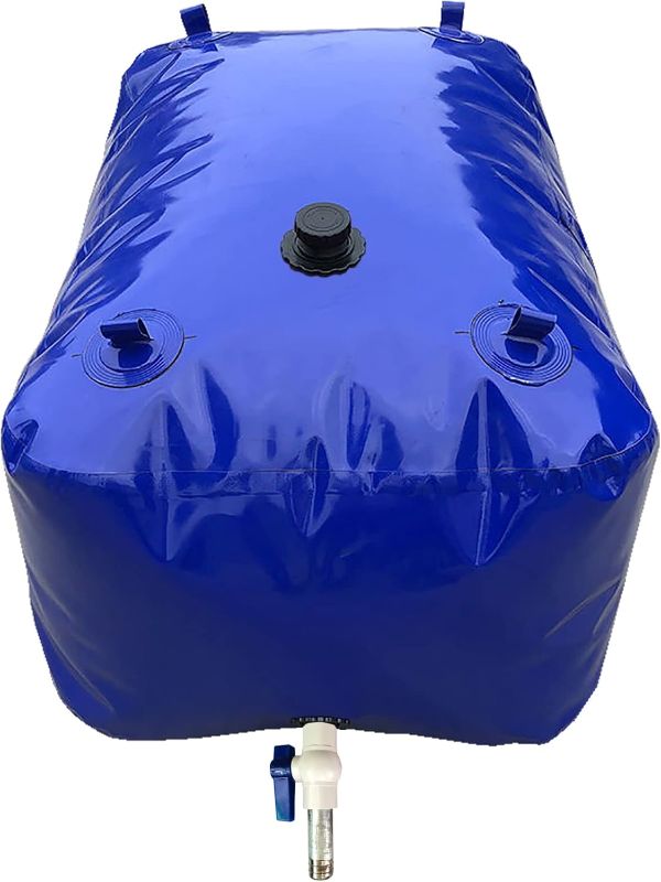 Photo 1 of Portable 100 Gallon Water Tank Collapsible Storage Container Bag Bladder Bob 400L with Valve for Camping RV Drought-Resistant Fire-Fighting Agricultural Outdoor Construction Watering