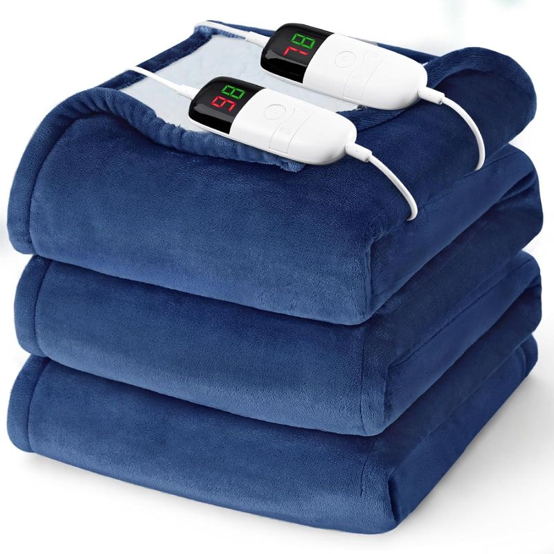 Photo 1 of Heated Electric Blanket Queen Size - 84" x 90" Heating Blanket with Dual Control, 10 Heating Levels & 8 Hours Auto Off, Soft Warm Flannel Gift Blanket with Over-Heat Protection, ETL & FCC Certified