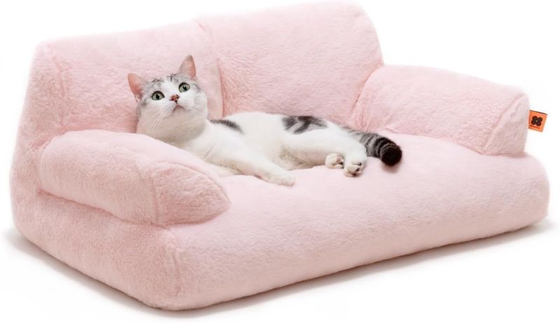 Photo 1 of MEWOOFUN Cat Bed for Indoor Cats, Washable Dog Beds for Small Dogs & Cats with Removable Cover, Fluffy Cat Couch with Non-Slip Bottom (Pink, 26.0" L X 19.0" W X 13.0" Th)