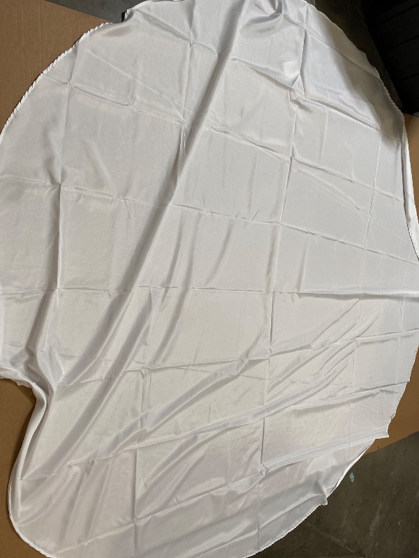 Photo 1 of Cotton Blend Round Tablecloth 108" White - Wrinkle-Resistant Finish Table Cover for Weddings and Events
