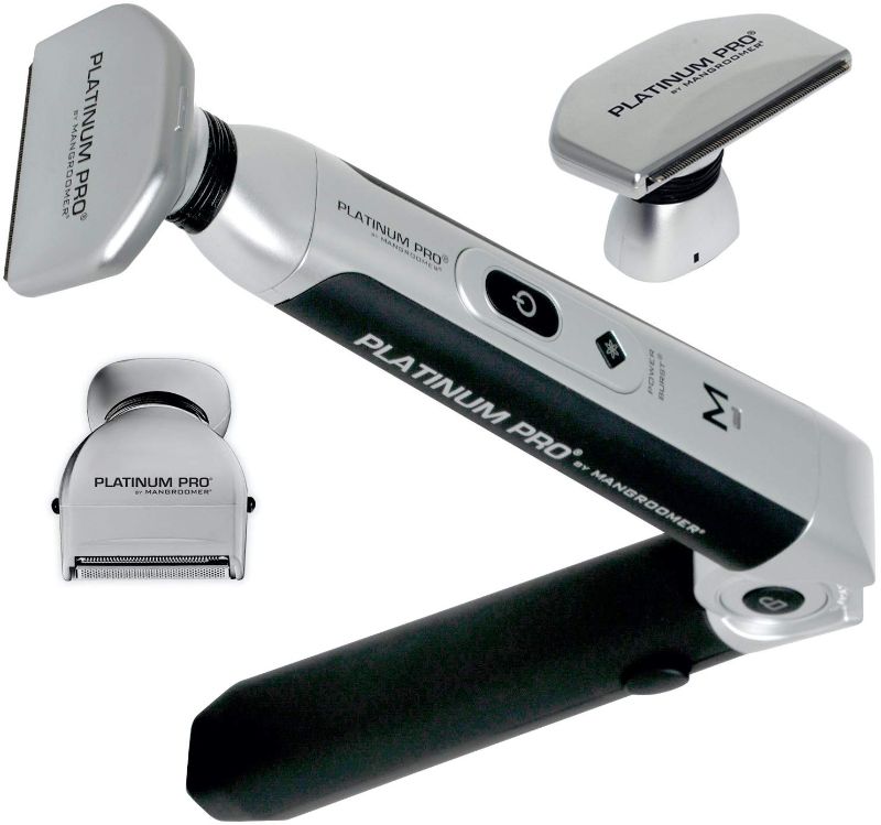 Photo 1 of MANGROOMER - PLATINUM PRO New Back Shaver with 3 Shock Absorber Flex Heads, Power Hinge, Extreme Reach Handle & Bonus Case! (Generation 8.0), 4 Piece Set