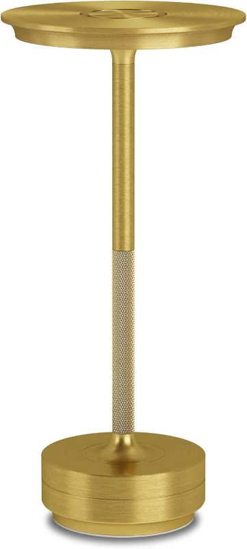 Photo 1 of Rechargeable Cordless Table Lamp, 5000mAh Battery Portable LED Table Light, 3 Color Modes Stepless Dimming with Memory Function, for Restaurant, Patio, Dinner, Camping.(Gold)