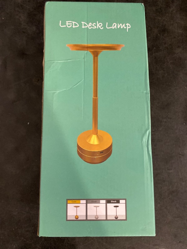 Photo 1 of Rechargeable Cordless Table Lamp, 5000mAh Battery Portable LED Table Light, 3 Color Modes Stepless Dimming with Memory Function, for Restaurant, Patio, Dinner, Camping.(Gold)