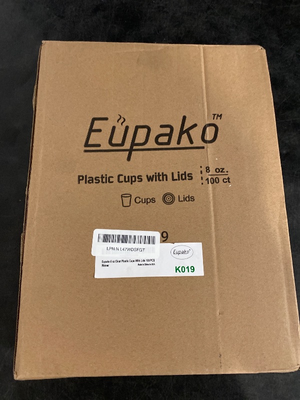 Photo 1 of Eupako 8 oz Plastic Cups with Lids 100 Sets, Disposable Clear Cups with Lids, Cold Drink Containers for Beverage, Parfait, Smoothie