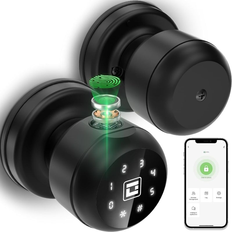 Photo 1 of GeekTale Smart Door Knob with Keypad, Smart Door Lock Fingerprint Door Lock with Keypad, App Control, Great Door Lock for Bedrooms,Cloakroom, Apartments Offices,Hotels,Airbnb