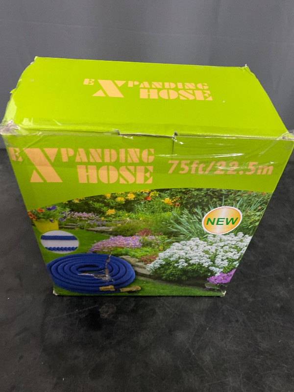 Photo 1 of Expandable Water Hose Spray Nozzle Lightweight Flexible Garden Hose - Black with Green (75 ft)