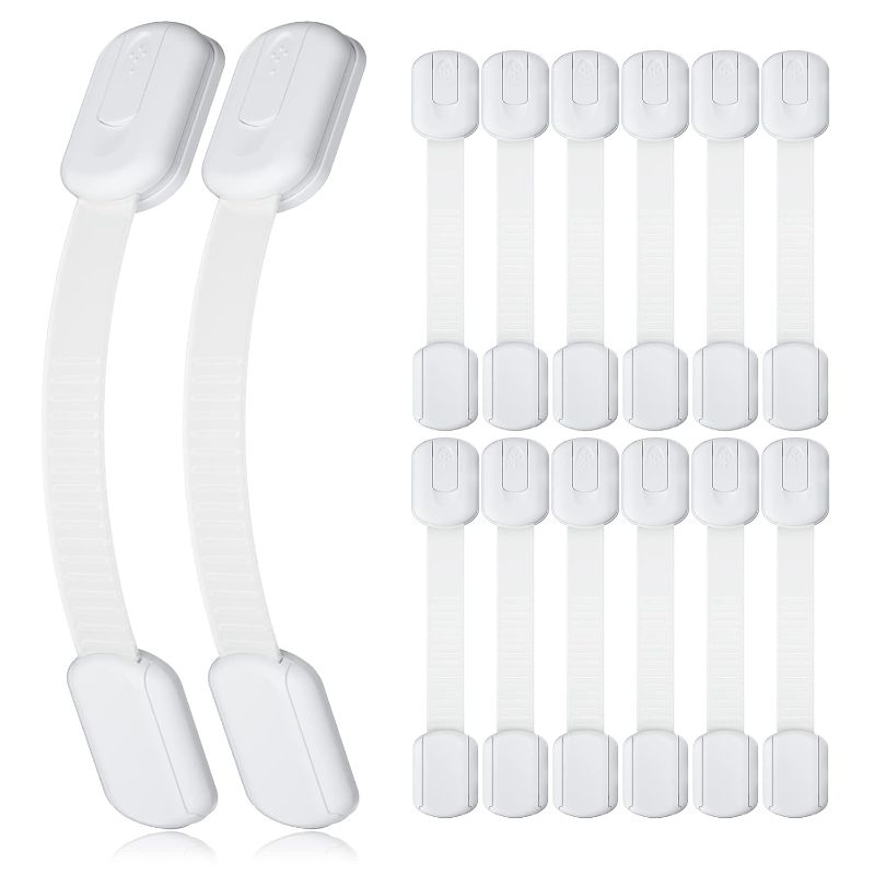 Photo 1 of 4our Kiddies 14 Pack Baby Proof Cabinet Latches, Childproof Drawer Latches with 12 Extra 3M Adhesives, Adjustable No Drilling Child Safety Cabinet Locks Straps Baby Drawer Locks for Kids Baby Safety