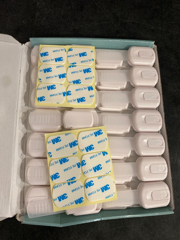 Photo 1 of 4our Kiddies 14 Pack Baby Proof Cabinet Latches, Childproof Drawer Latches with 12 Extra 3M Adhesives, Adjustable No Drilling Child Safety Cabinet Locks Straps Baby Drawer Locks for Kids Baby Safety