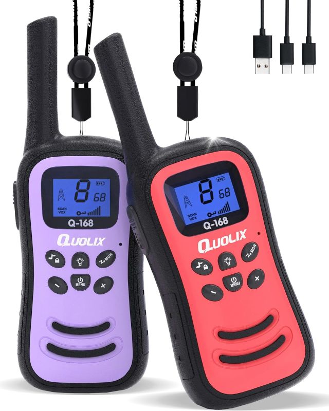 Photo 1 of Walkie Talkies for Kids, Toys for Age 5-13 Girls LED Flashlight, VOX, Rechargeable, Easy to Use Kids Walkie Talkies, Christmas Birthday Gifts Indoor and Outdoor Toys (2 Pink)