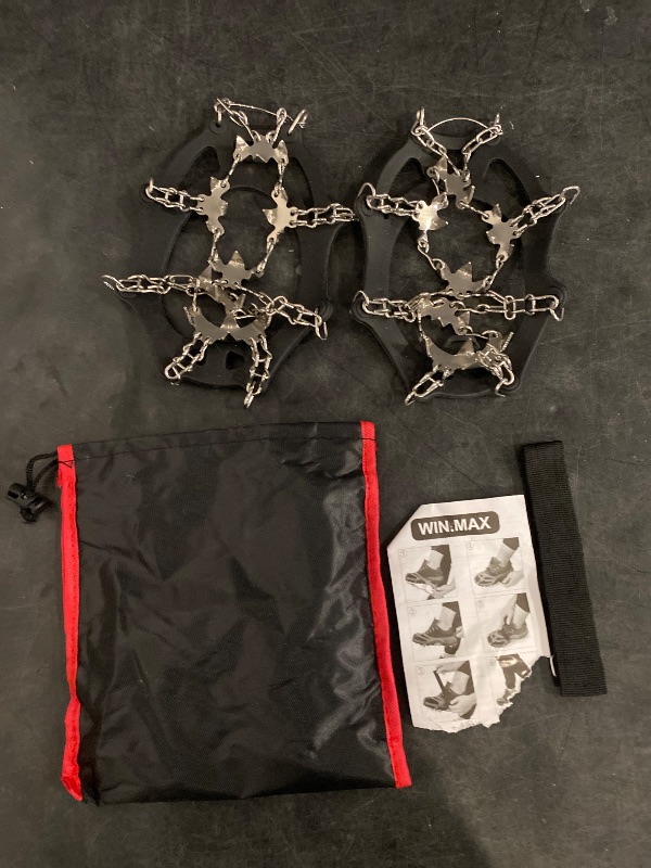 Photo 1 of M WIN.MAX Crampons for Shoes, Traction Cleats Ice Snow Grips with 19 Stainless Steel Spikes, Shoe Talons Anti - Slip Boots Spikes for Walking, Jogging, Climbing and Hiking