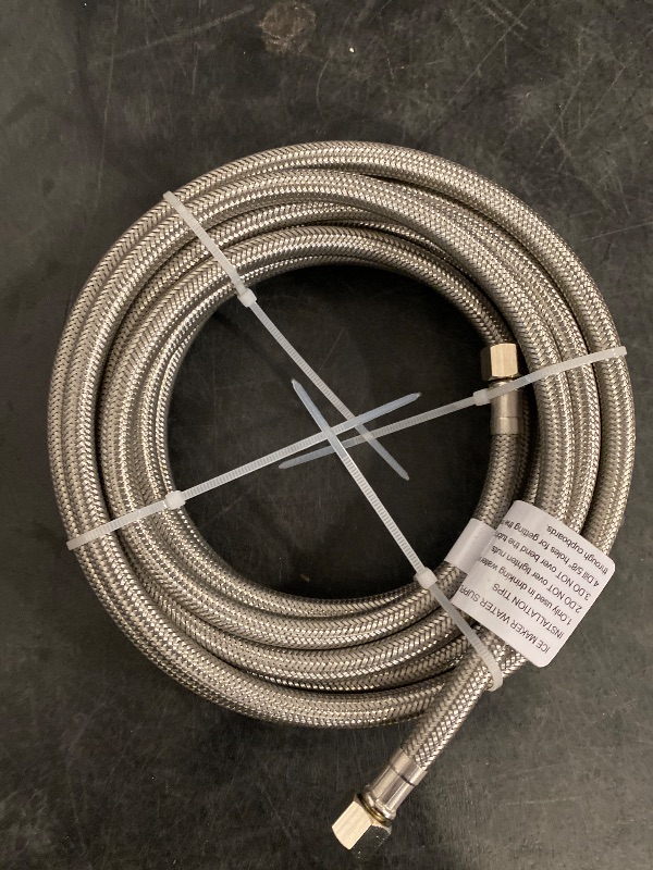 Photo 1 of Refrigerator water line - 20 FT Premium Stainless Steel Braided Ice Maker Water Hose,Food grade PEX Inner Tube Fridge Water Line with 1/4" Fittings for Refrigerator Ice Maker