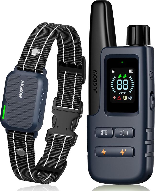 Photo 1 of Jugbow Dog Shock Collar - 3300FT Dog Training Collar with Remote IPX7 Waterproof Electric Collar with 4 Training Modes, Security Lock, Rechargeable e-Collar for All Breeds, Sizes Dark Blue