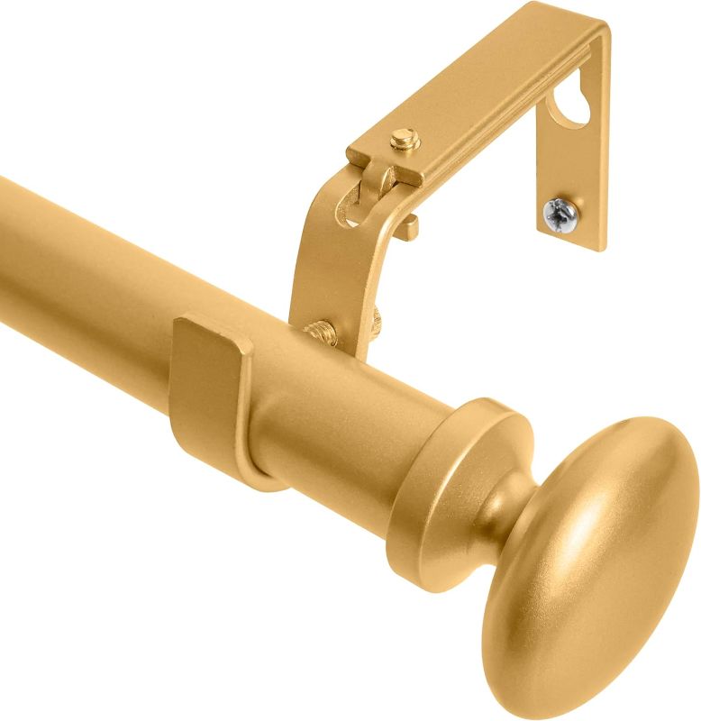 Photo 1 of 1-Inch Diameter Prima Single Window Treatment Curtain Rod, 28-Inch to 48-Inch, Gold