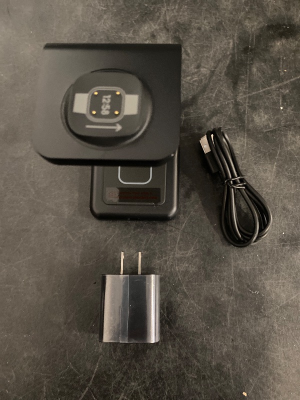 Photo 1 of Intoval Wireless Charger for Fitbit Sense 2/Sense/Versa 4/Versa 3, 3 in 1 Wireless Charging Station for iPhones, Androids, Airpods (V3F, Black)