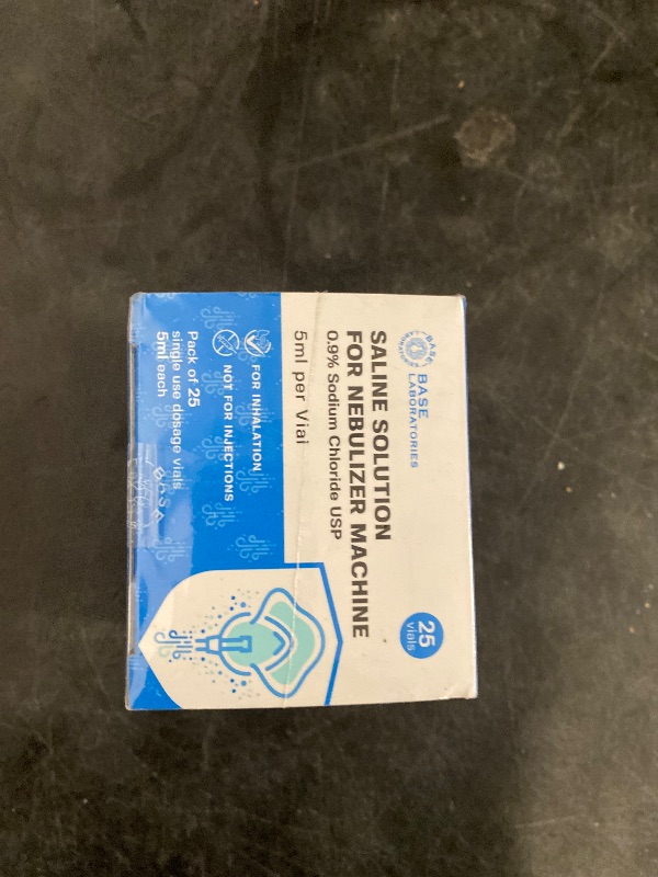 Photo 1 of BASE LABORATORIES 0.9% Saline Solution for Nebulizer Machine | Saline Solution for Inhalation & Nasal Irrigation | 0.9% Concentration l 25 Vials 5ml Unit Dose