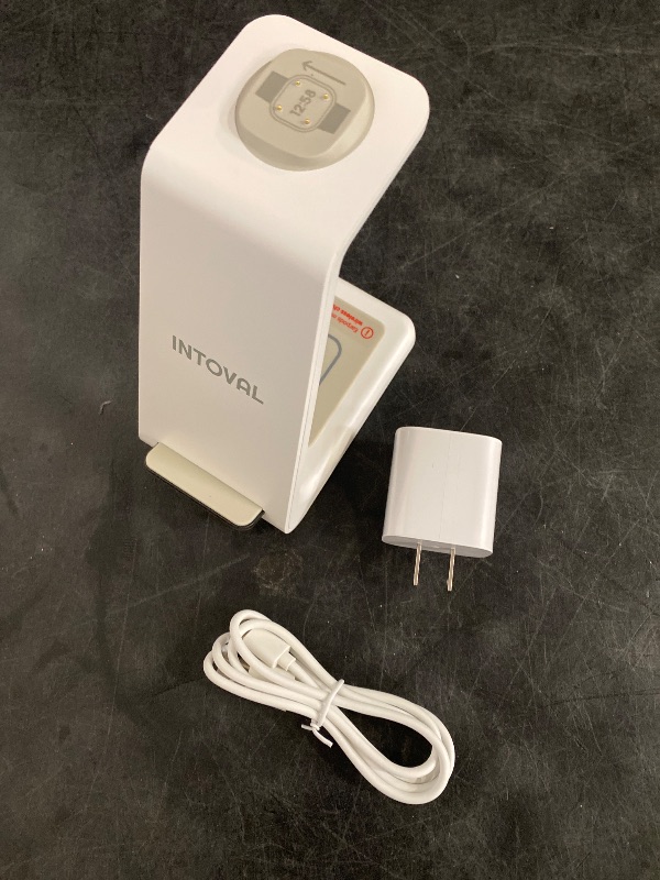 Photo 1 of Intoval Wireless Charger for Fitbit Sense 2/Sense/Versa 4/Versa 3, 3 in 1 Wireless Charging Station for iPhones, Androids, Airpods (V3F, Black)
