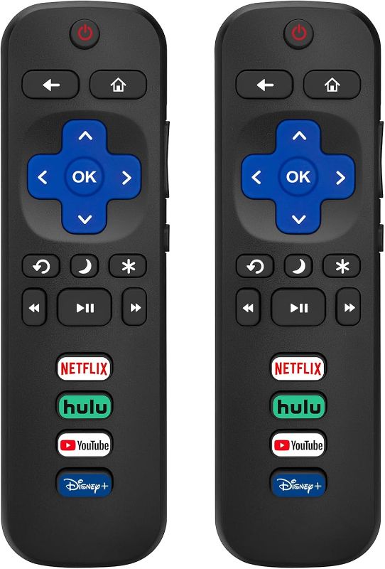 Photo 1 of (Pack of 2) Replacement-Remote-Control for Roku-TV,Compatible for TCL Roku/Hisense Roku/Onn Roku/Philips Roku Smart TVs(Not for Roku Stick and Box)