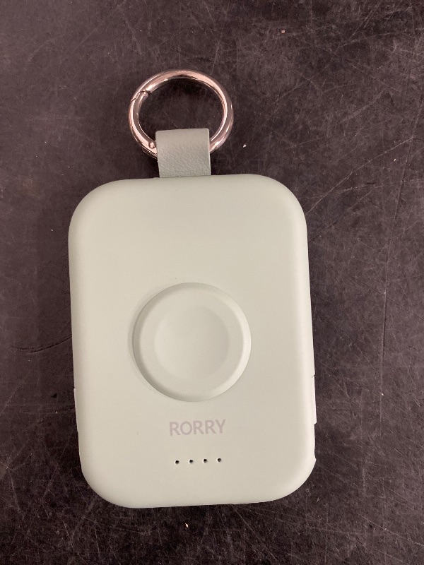 Photo 1 of RORRY Portable Charger, 5000mAh Portable Charger Power Bank with Built-in Cables, Travel Keychain Battery Pack for Apple Watch Ultra 2/9/8/Ultra/7/6/SE/5, iPhone 16/15/14/13/12, Green