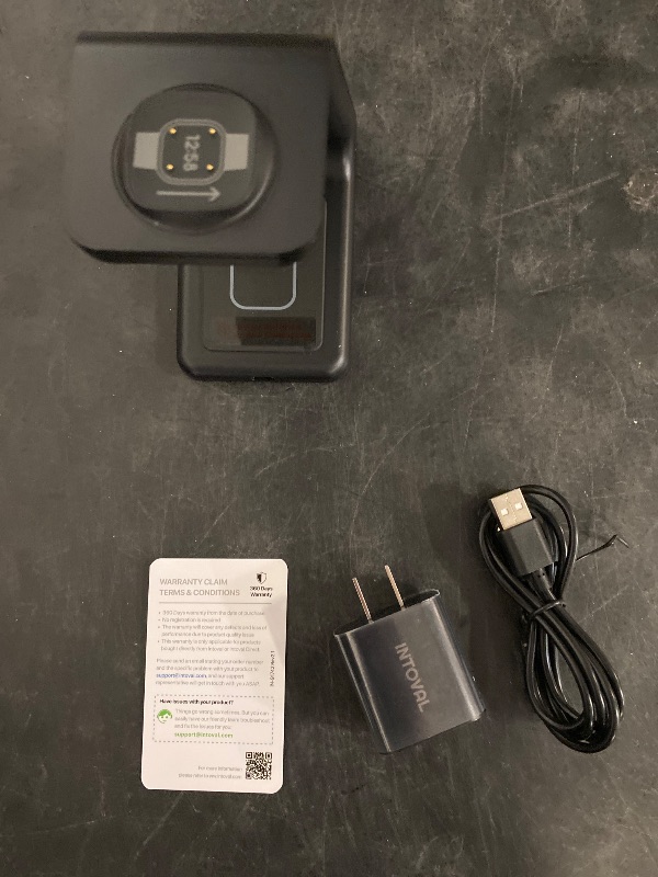 Photo 1 of Intoval Wireless Charger for Fitbit Sense 2/Sense/Versa 4/Versa 3, 3 in 1 Wireless Charging Station for iPhones, Androids, Airpods (V3F, Black)