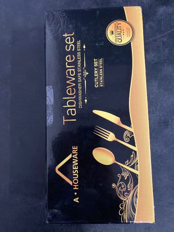 Photo 1 of Gold Silverware Set 12 Stainless Steel Flatware Set 60 Piece Spoon Fork Knives Round Wide Handle Proper Weight Dishwasher Safe Gatherings Festival Parties