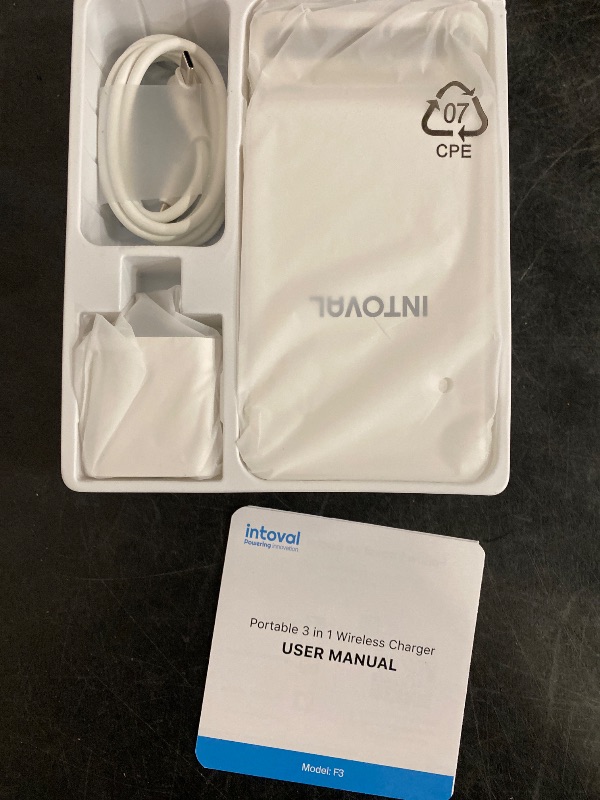 Photo 1 of Wireless Charging Station, Intoval 3-in-1 Foldable Stand for iPhone 16 Pro/16/15 Pro/15/14 Pro/14/13 Max/Plus, Apple Watch 9/8/7/Ultra 2, Airpods, Fast Charging Dock for Multiple Devices (F3,White)
